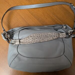 Elegant Gray Leather Shoulder Bag